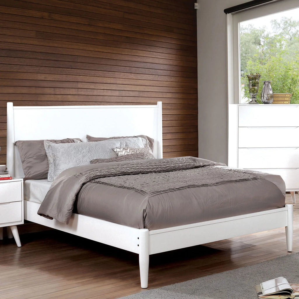 White Eastern King Size Solid Wood Platform Bed O22355