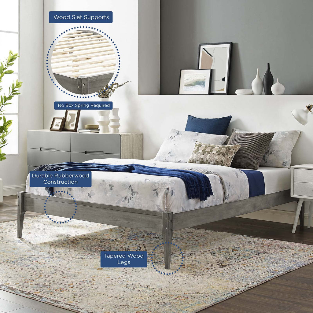 Full Size Grey Wood Platform Bed Frame E2380