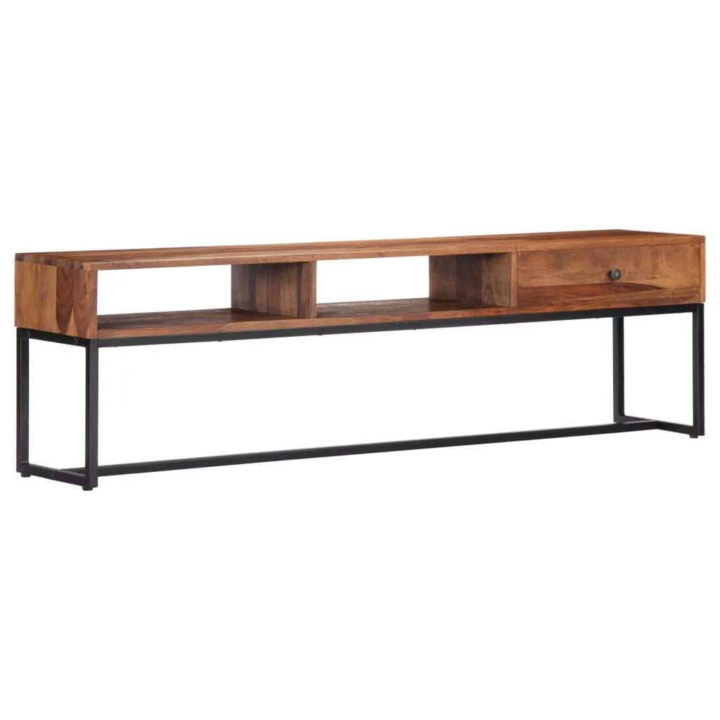 Sheesham Wood TV Stand with Storage Drawer and 2 Open Compartments G28686