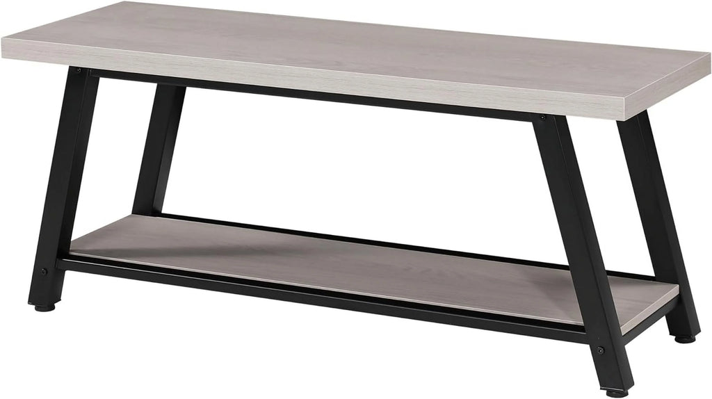 Light Grey and Black Wood Metal Bench T171911