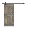 36 in. x 84 in. Gray Stained Knotty Pine Wood Sliding Barn Door with Hardware Kit U828