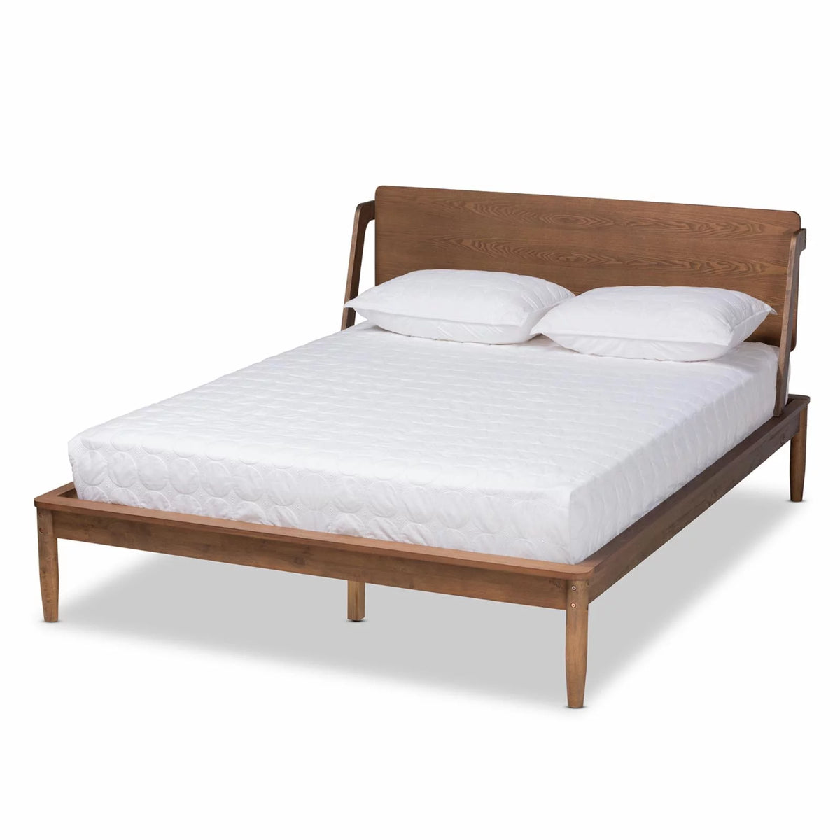 Ash Walnut Brown Wood King Size Platform Bed A6763