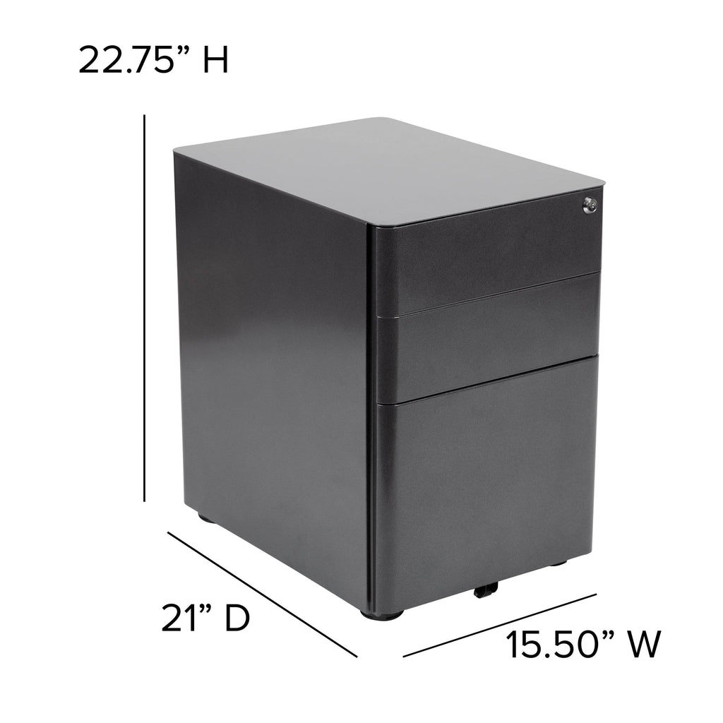 White and Charcoal 3-Drawer Mobile Filing Cabinet I540042