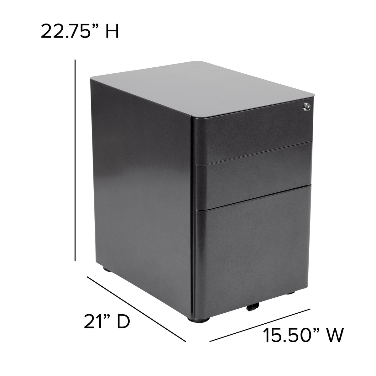 White and Charcoal 3-Drawer Mobile Filing Cabinet I540042