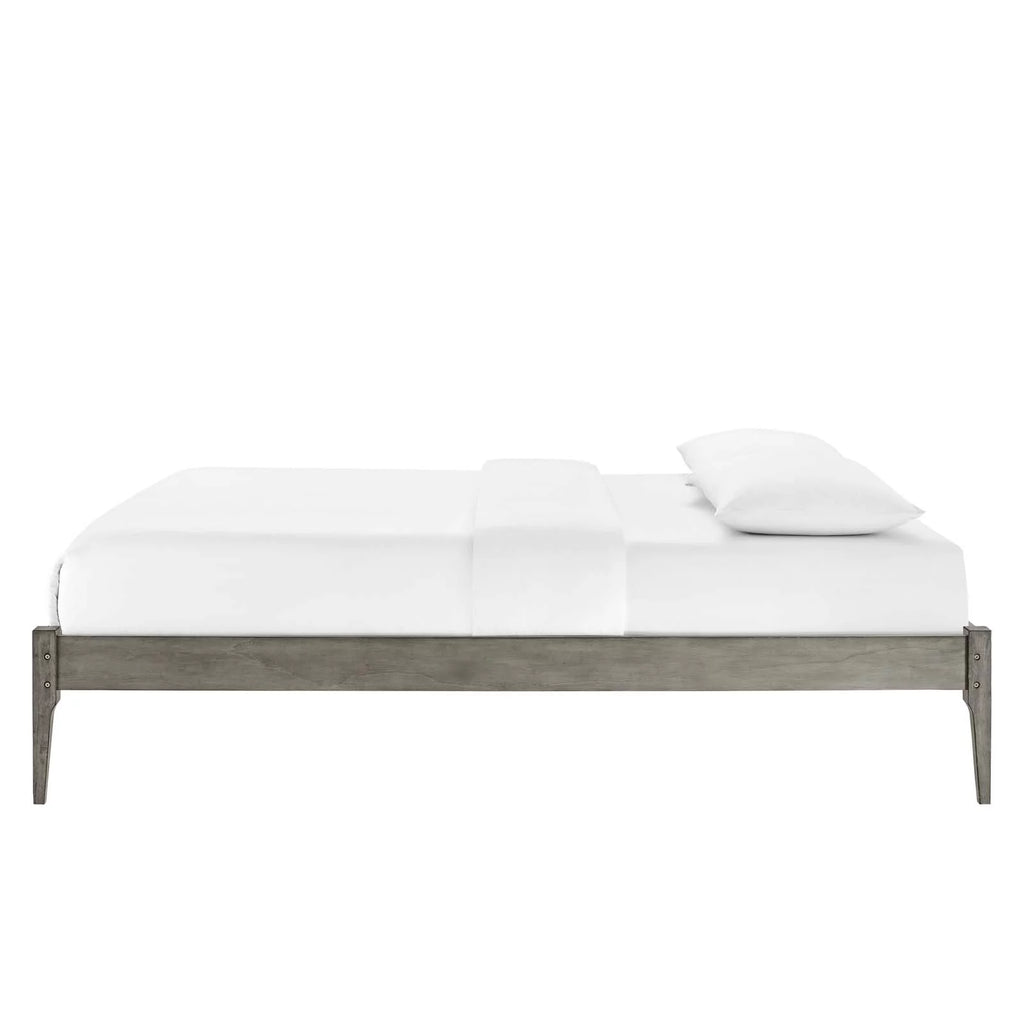 Full Size Grey Wood Platform Bed Frame E2380
