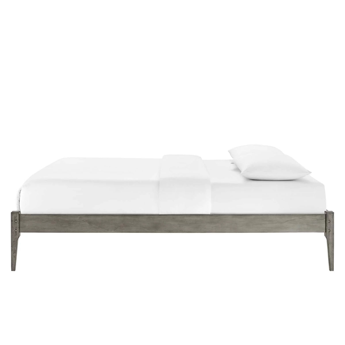 Full Size Grey Wood Platform Bed Frame E2380