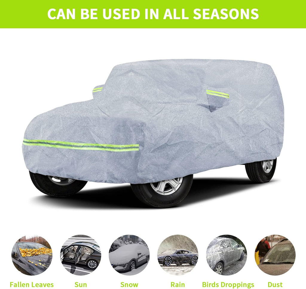 7 Layers Car Cover with Windproof Strap & Driver Door Zipper L3658