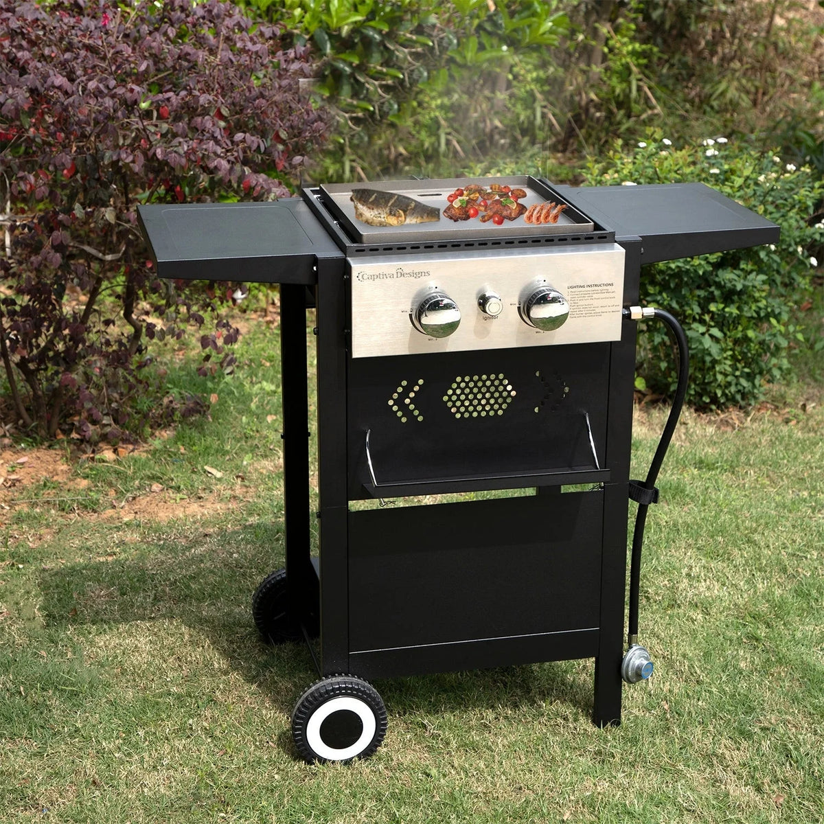 2-In-1 Gas Grill 20,000 BTU Black J742679