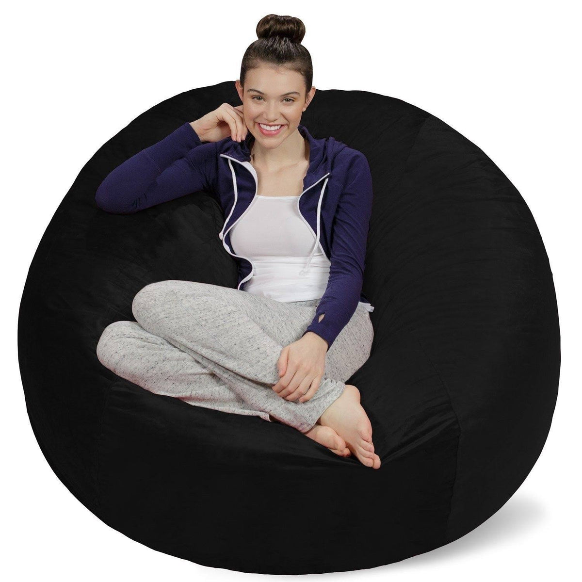Memory Foam Bean Bag Chair 5 ft Black O584