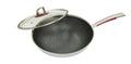 32cm Non Stick 3-ply Stainless Steel Wok with Glass Lid Z5997