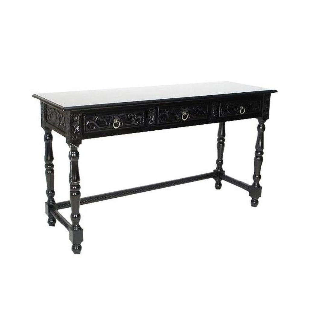 Black Wooden Console Table with Turned Legs Z320862