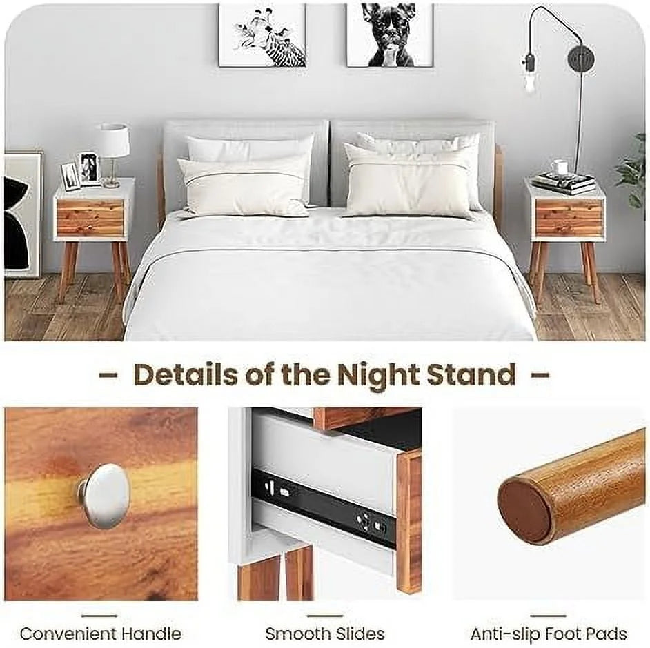White 2 Drawer Wooden Nightstand G70510
