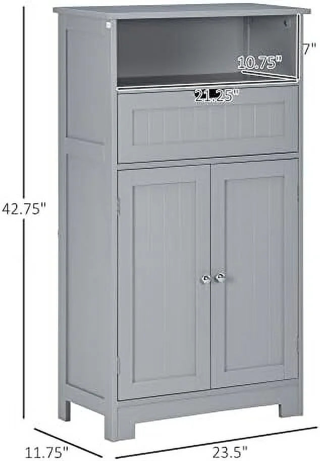 Grey Freestanding Bathroom Cabinet with Drawer W5376