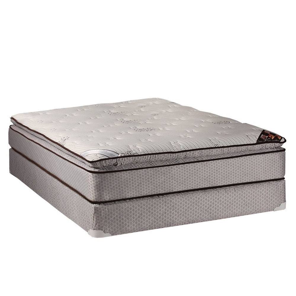 Queen Size Plush PillowTop Mattress and Box Spring Set with Metal Bed Frame R2774