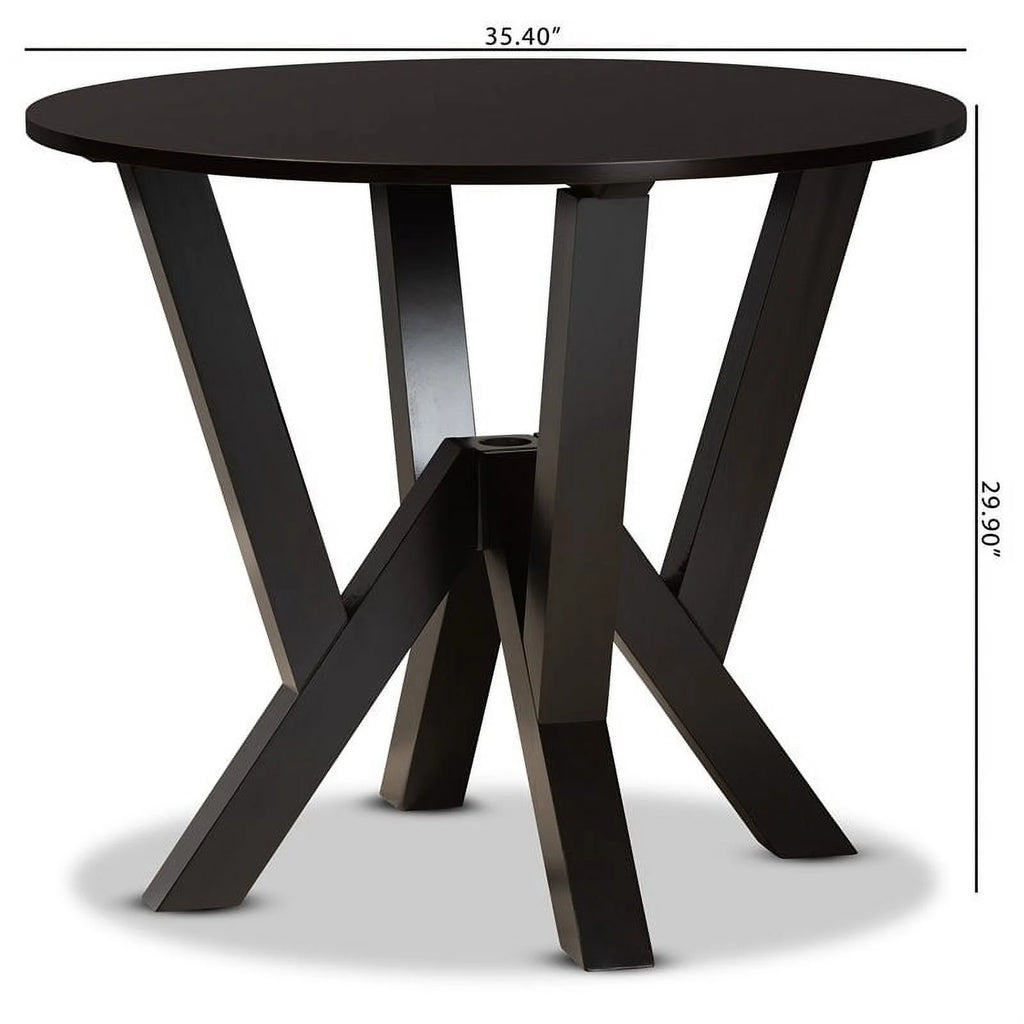 Dark Brown Round Wood Dining Table U49823
