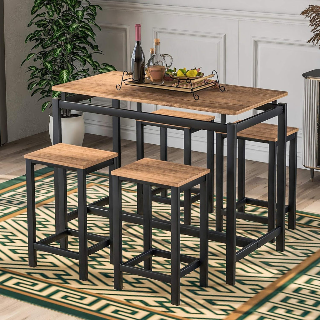 5 Piece Dining Table Set with 4 Chairs Dark Brown G180