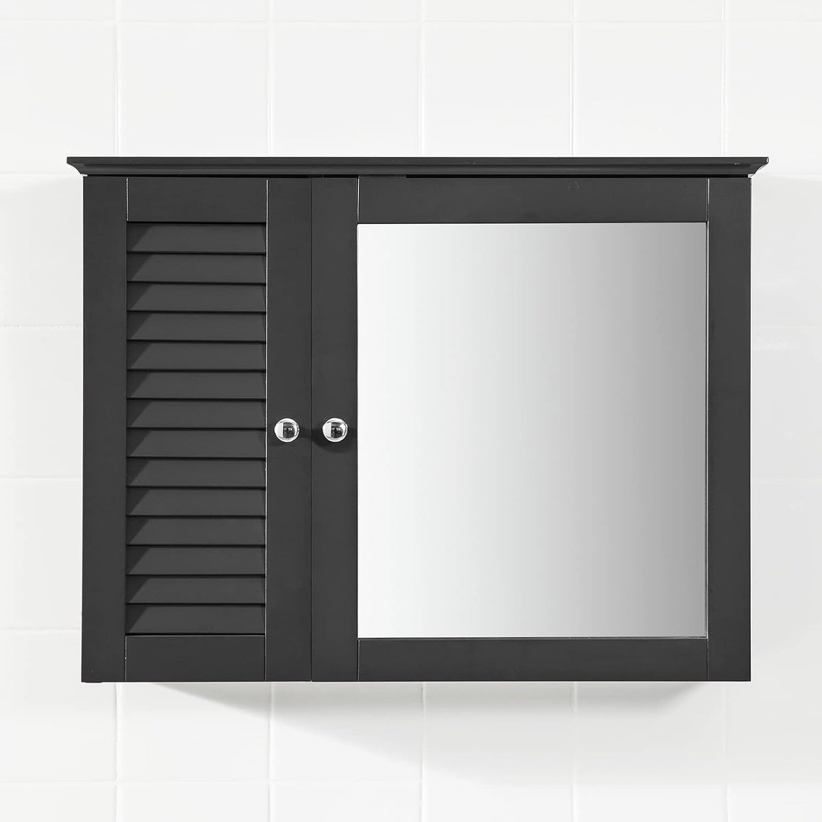 White Kitchen Bathroom Wall Cabinet with Shelf J968874