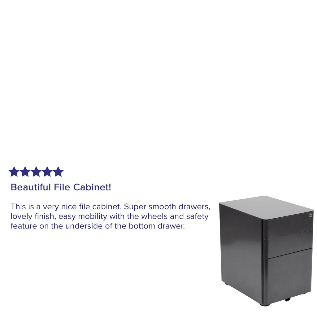 White and Charcoal 3-Drawer Mobile Filing Cabinet I540042