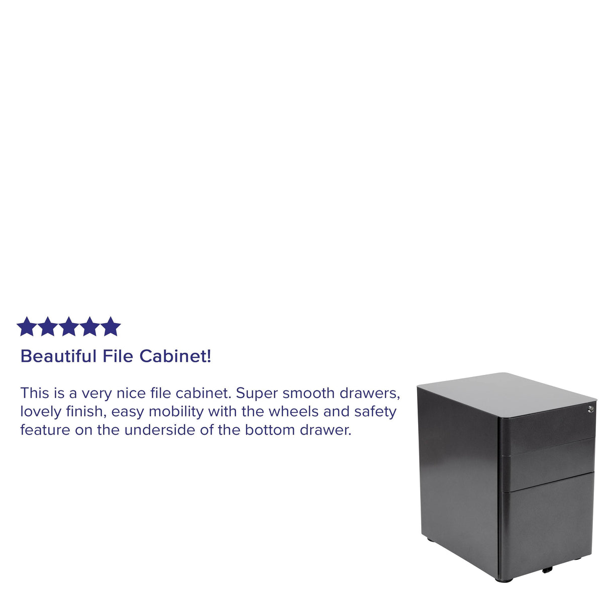 White and Charcoal 3-Drawer Mobile Filing Cabinet I540042