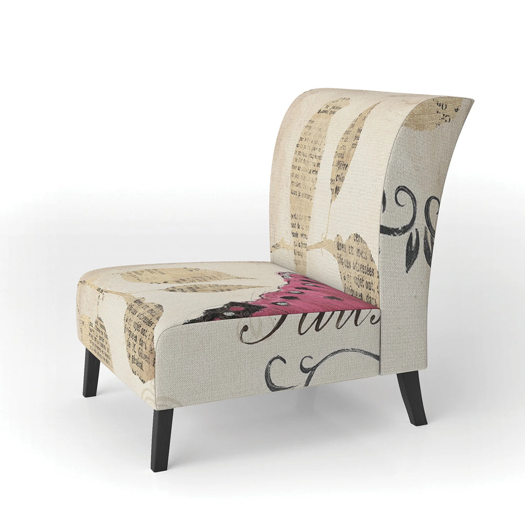 Red Butterfly Upholstered Accent Chair F573839
