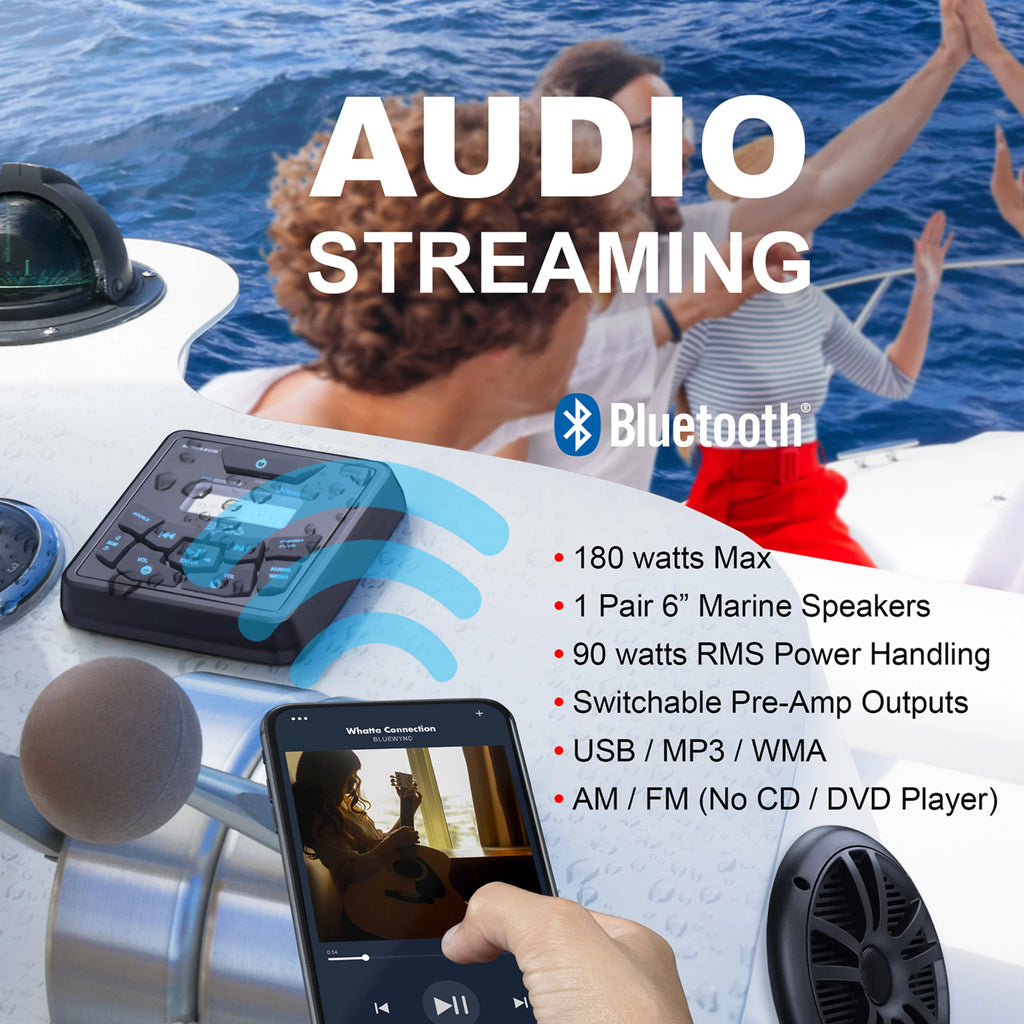 Marine Gauge Receiver Speakers, Bluetooth, No CD G5182