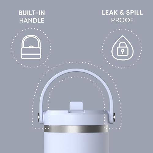 24 oz Stainless Steel Tumbler with Handle and Straw Lid R951670
