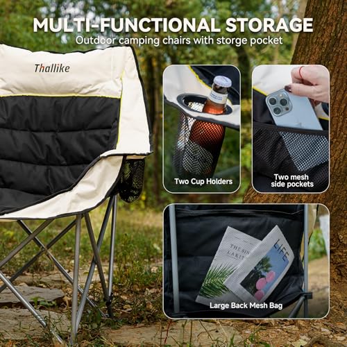 Oversized Heavy Duty Folding Camping Chair with Cup Holders and Carry Bag D54301