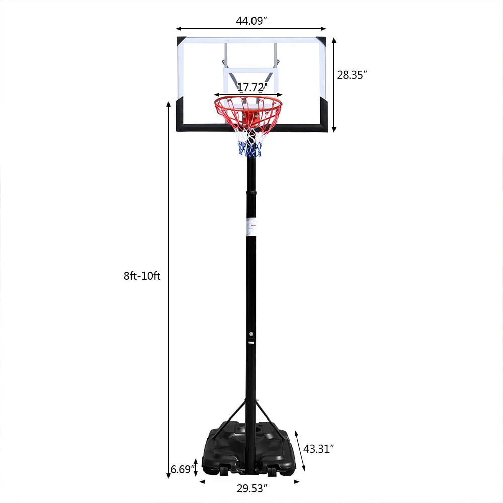 44in Portable Adjustable Basketball Hoop with Wheels M3583