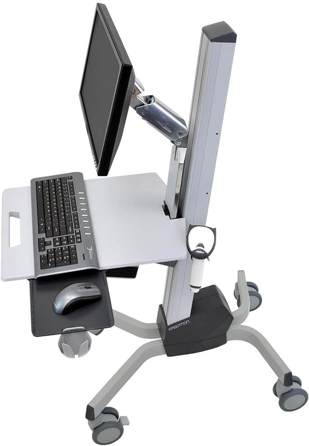 Rolling Computer Cart Mobile Standing Desk Workstation, Grey I284