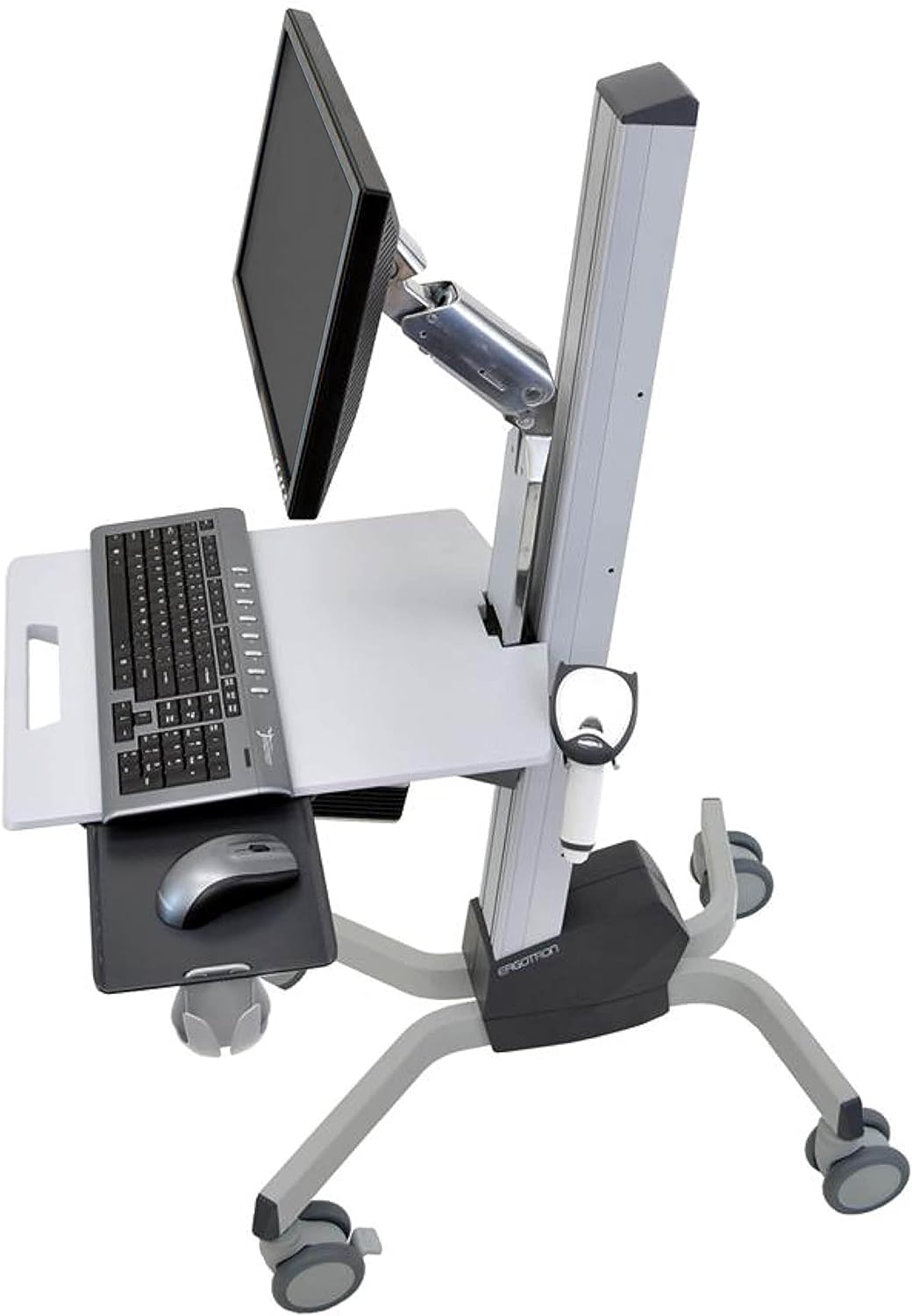 Rolling Computer Cart Mobile Standing Desk Workstation, Grey I284