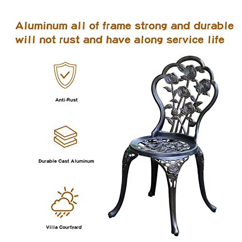 Rust-Resistant Cast Aluminum Bistro Table Set with Umbrella Hole M176