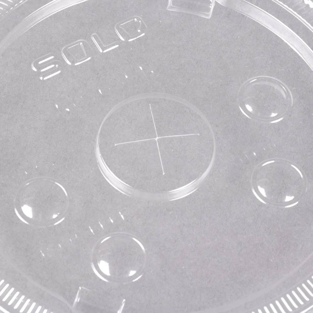 Clear Flat Plastic Lid with Straw Slot and Identification Buttons K77656