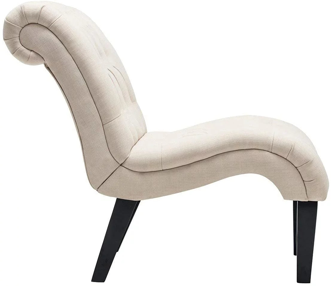 Accent Chairs Set of 2 Upholstered Tufted Curved Backrest Fabric with Wood Legs Gray X8377