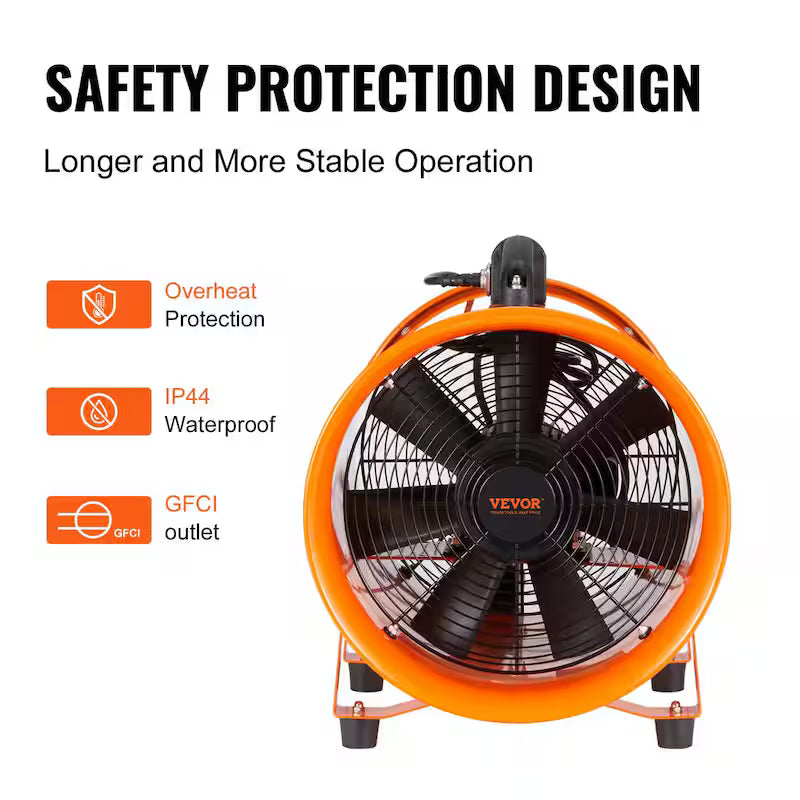 Orange 12 in. Heavy Duty Blower Fan with Duct Hose O574767