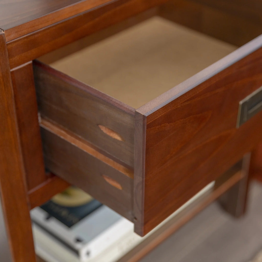 Walnut One Drawer Open Storage End Table P8862