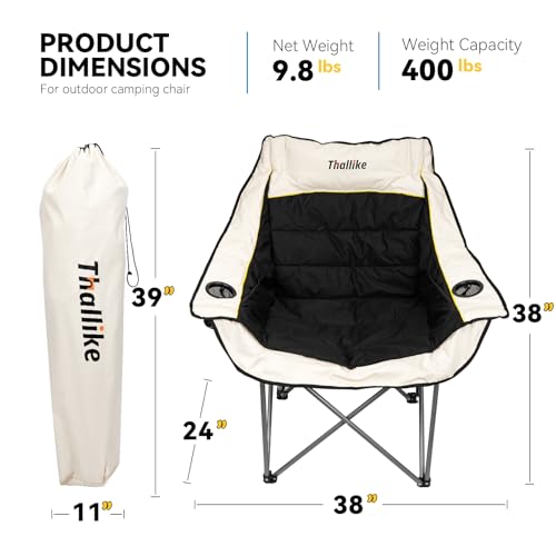 Oversized Heavy Duty Folding Camping Chair with Cup Holders and Carry Bag D54301