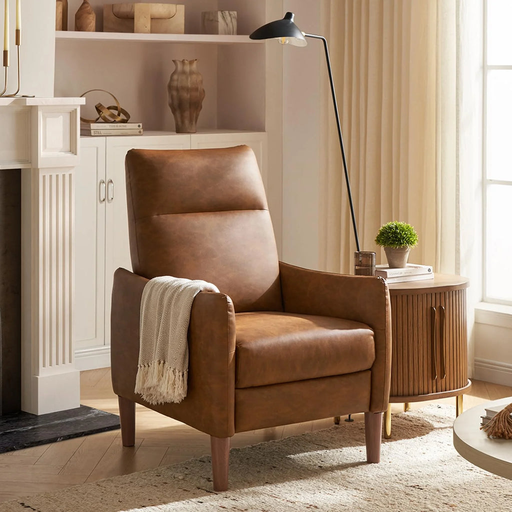 Pecan Brown Faux Leather Recliner P811222