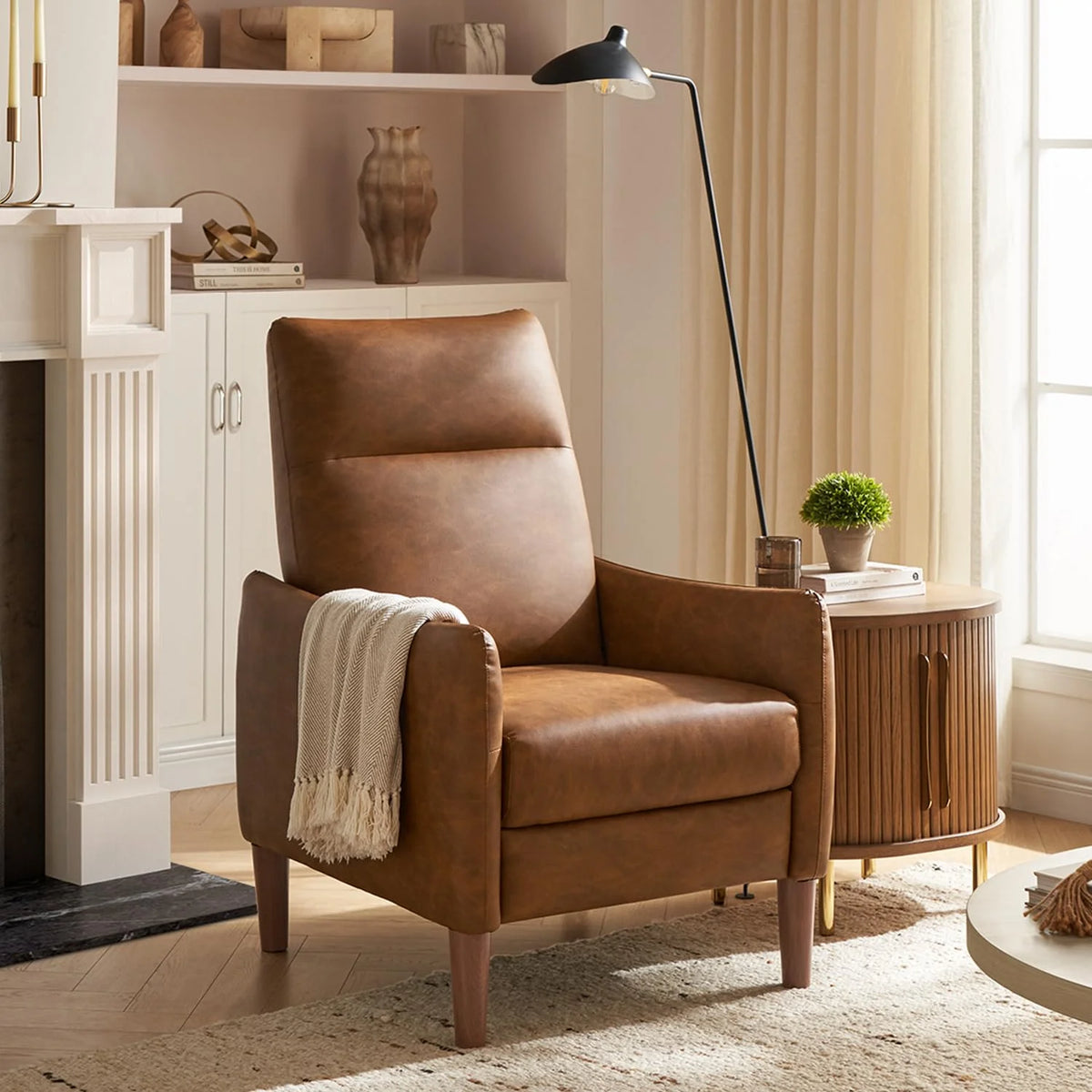 Pecan Brown Faux Leather Recliner P811222