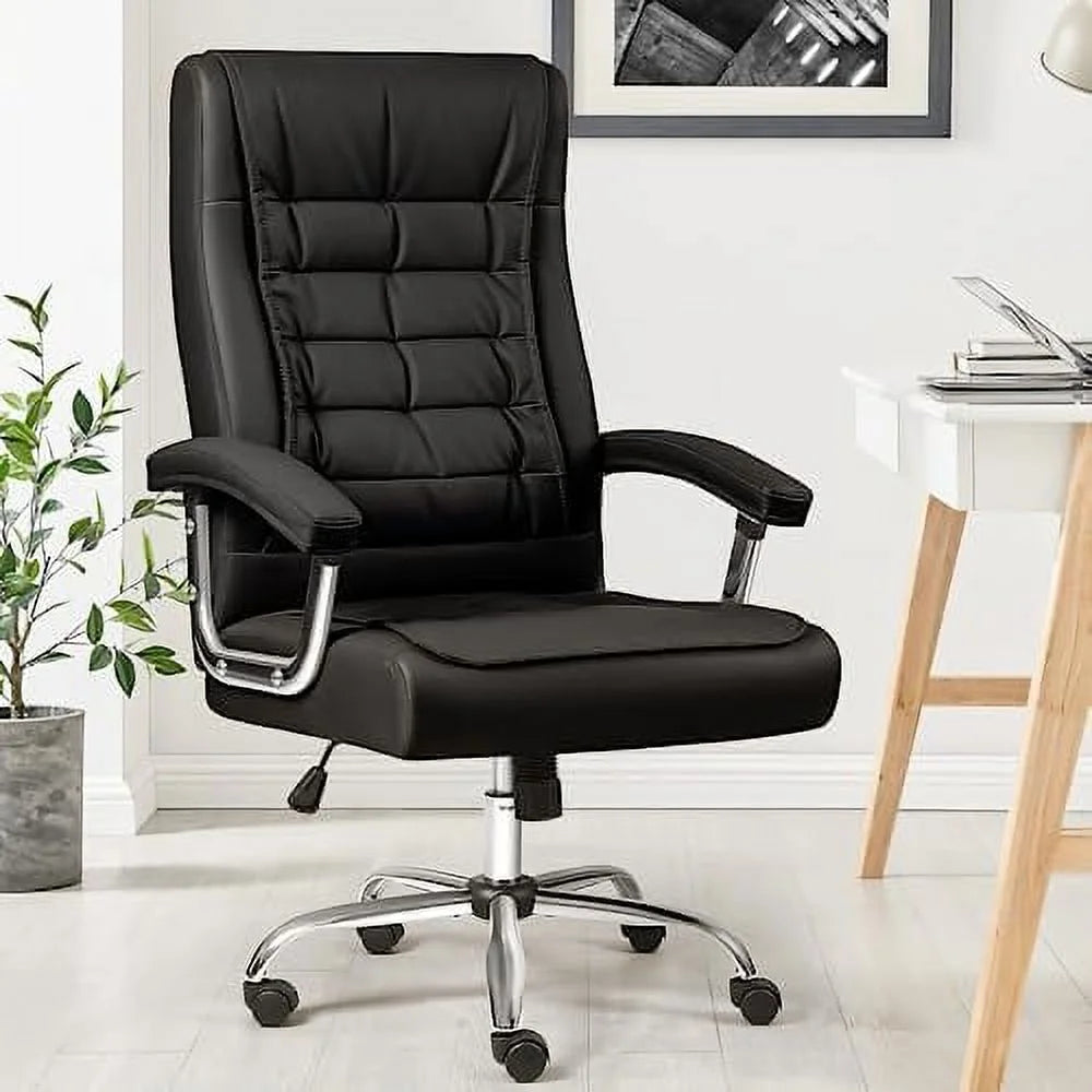 Big and Tall Leather Office Chair 350lbs High Back with Armrest O876