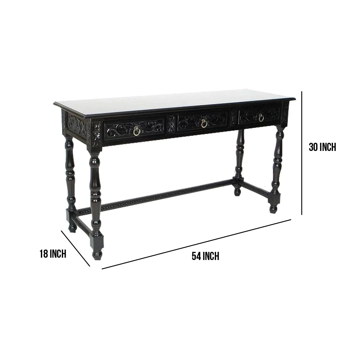 Black Wooden Console Table with Turned Legs Z320862