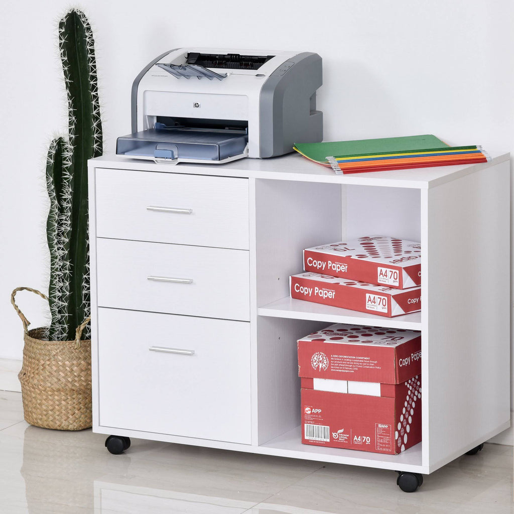 White 3-Drawer Wooden File Cabinet V9449