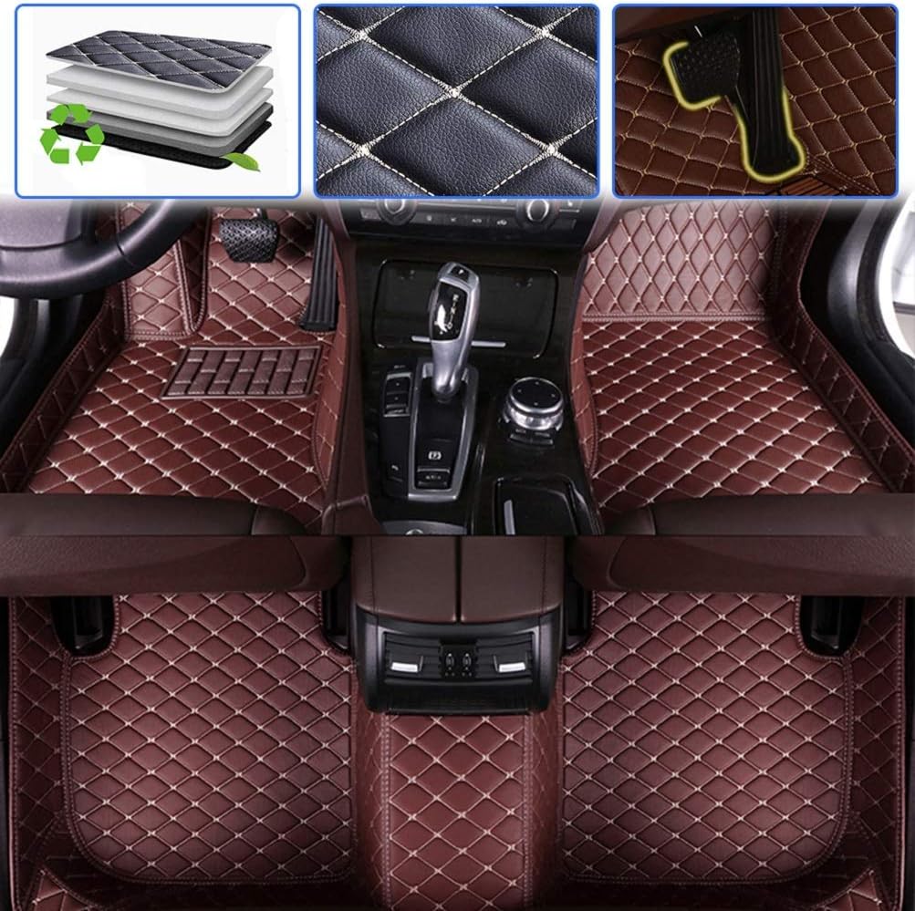 Custom Car Floor Mats Leather Waterproof Anti-Skid Full Coverage Set Beige L34830