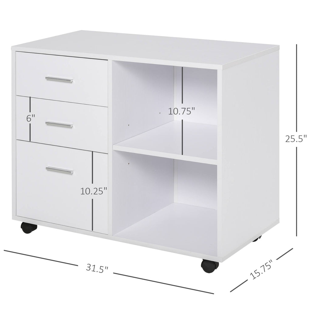 White 3-Drawer Wooden File Cabinet V9449