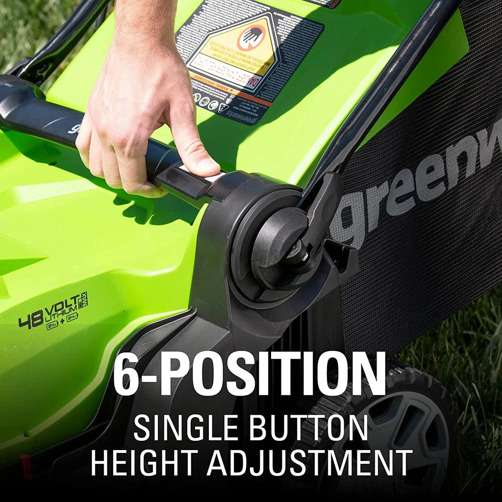 48V 17 Battery-Powered Push Lawn Mower with 2 x 24V 4Ah Batteries H801