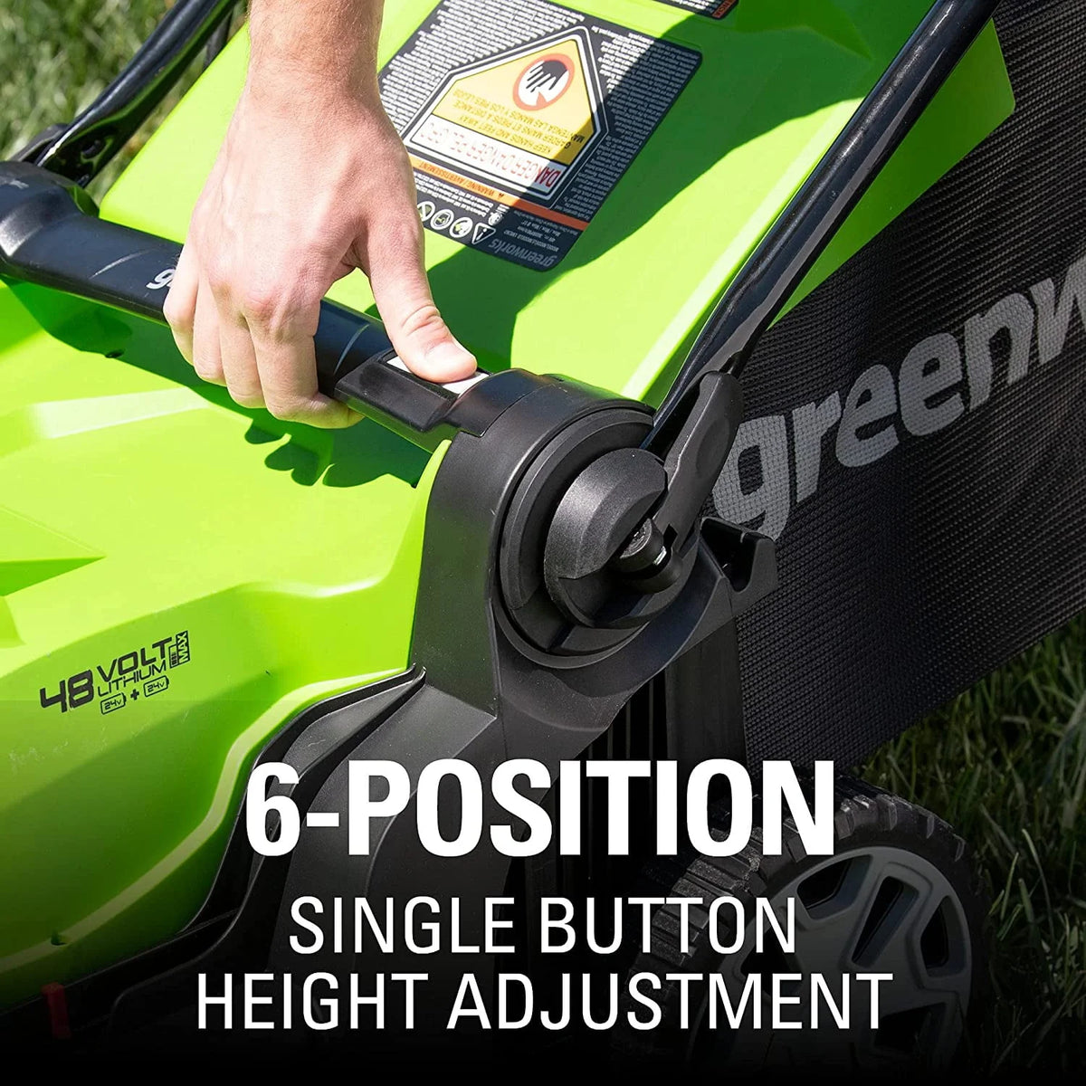 48V 17 Battery-Powered Push Lawn Mower with 2 x 24V 4Ah Batteries H801