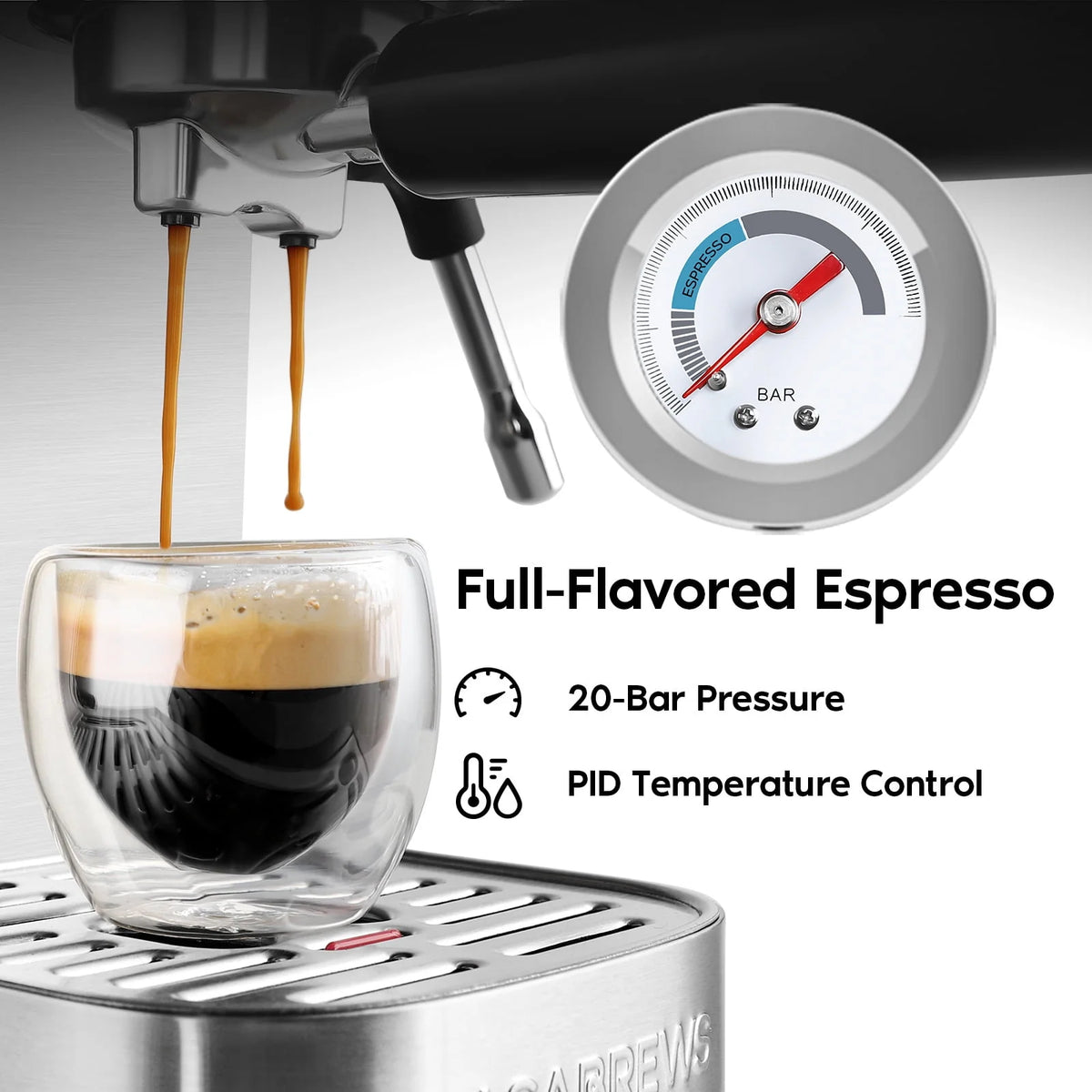 20 Bar Espresso Machine with Milk Frother Steam Wand V35751
