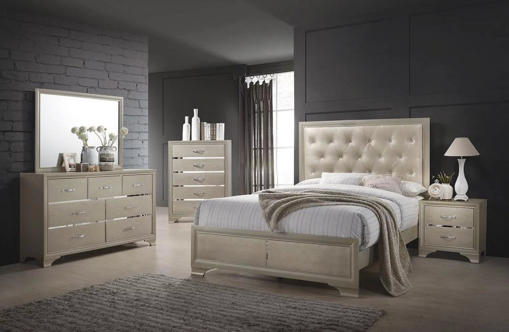 Metallic Champagne Bedroom Set W7135