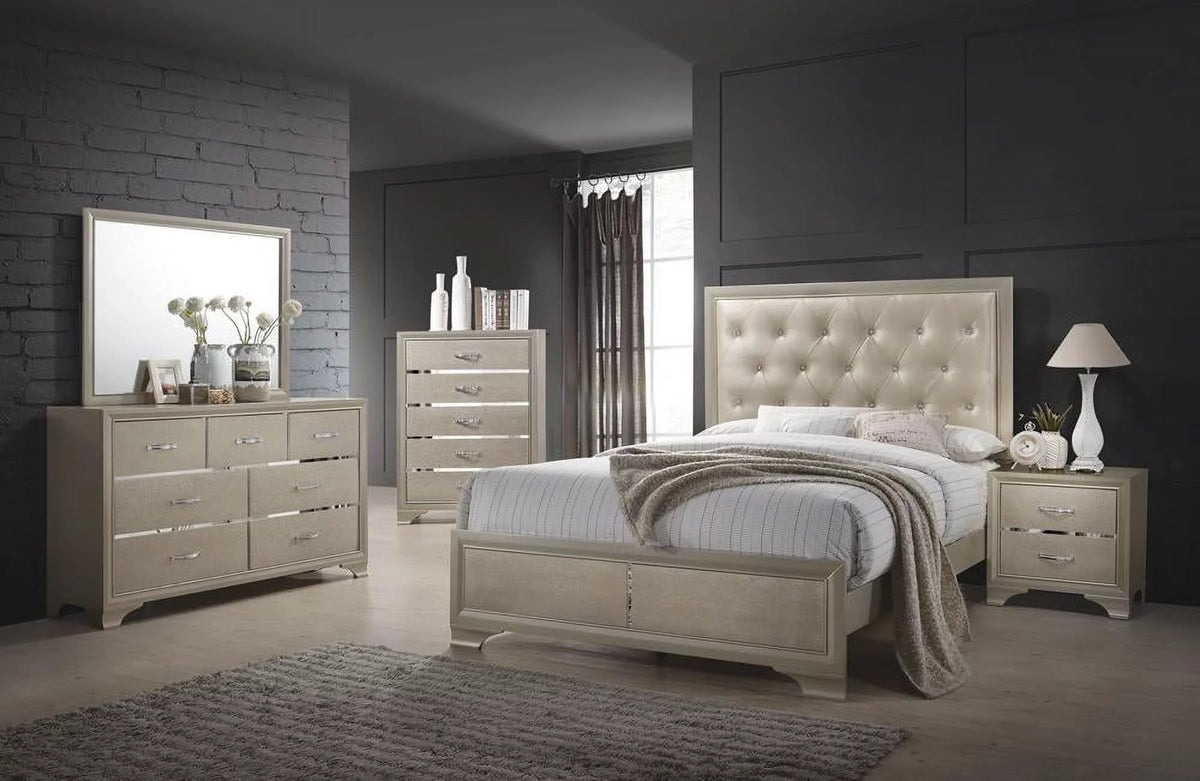 Metallic Champagne Bedroom Set W7135