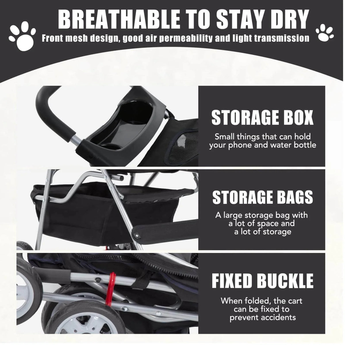 4 Wheels Foldable Pet Stroller with Storage Basket N2288