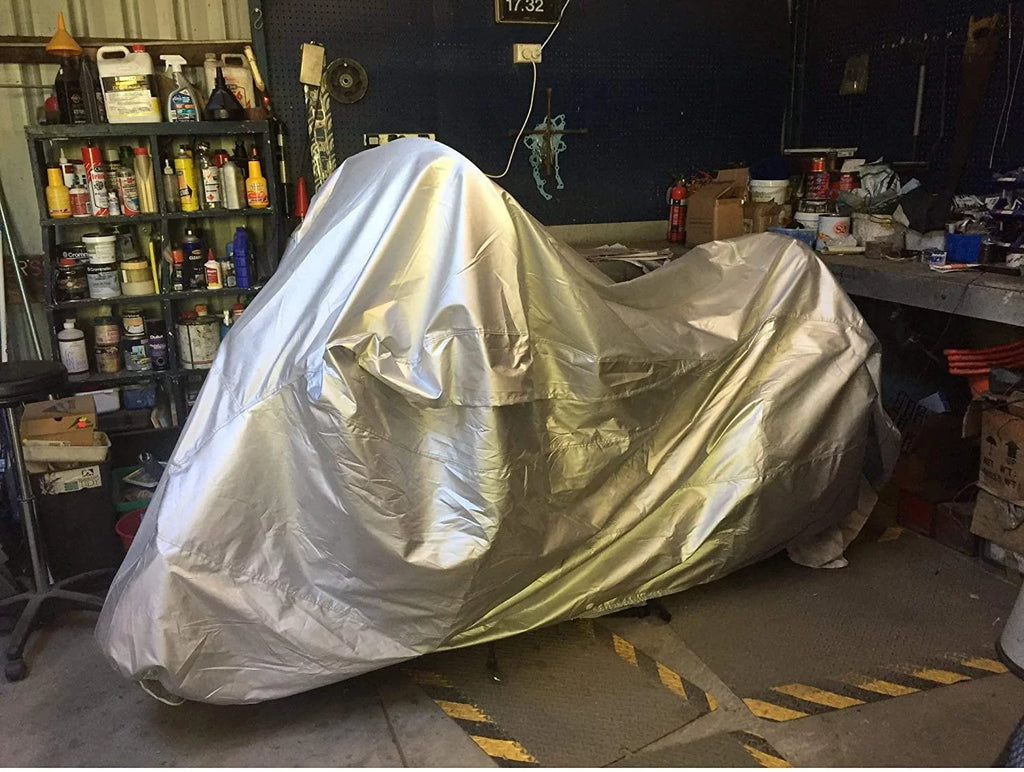 Weatherproof Motorcycle Cover with Securing Straps and Storage Bag O189515